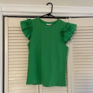 Easel Green Petal Sleeve Top